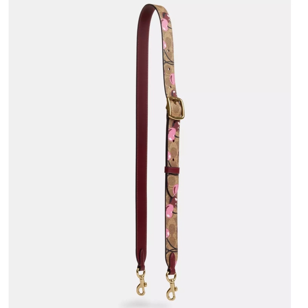 COACH Reversible Strap In Signature Canvas With Cherry Print NWT